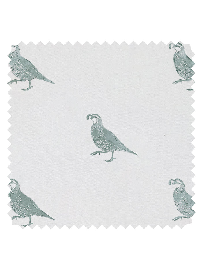 California Quail' Linen Fabric by Nathan Turner - Sage