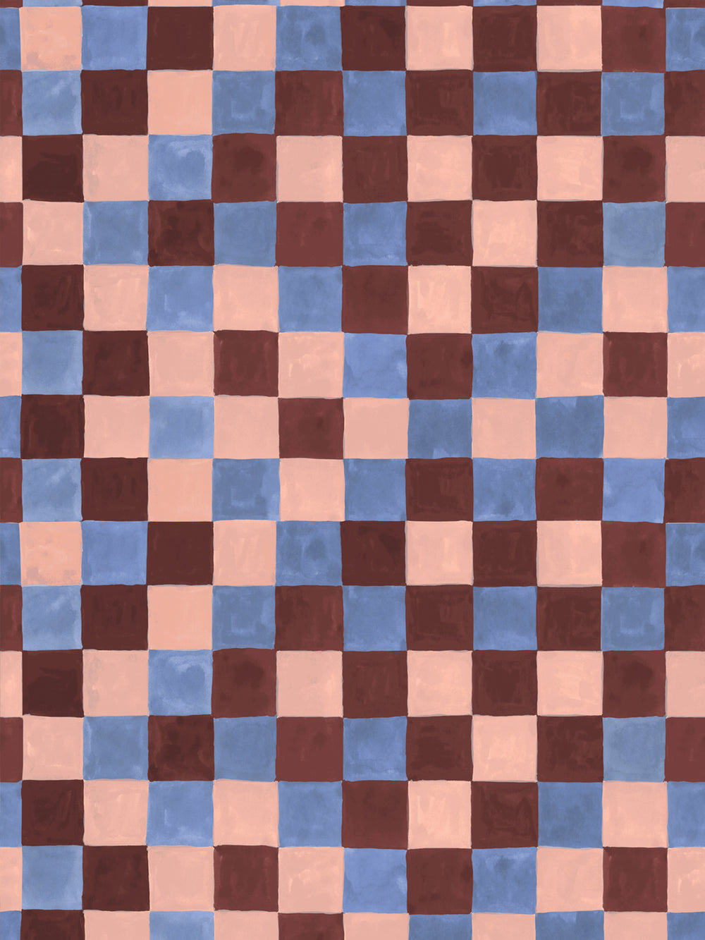 'Canyon Check' Wallpaper in Blue Rose - Design Pattern