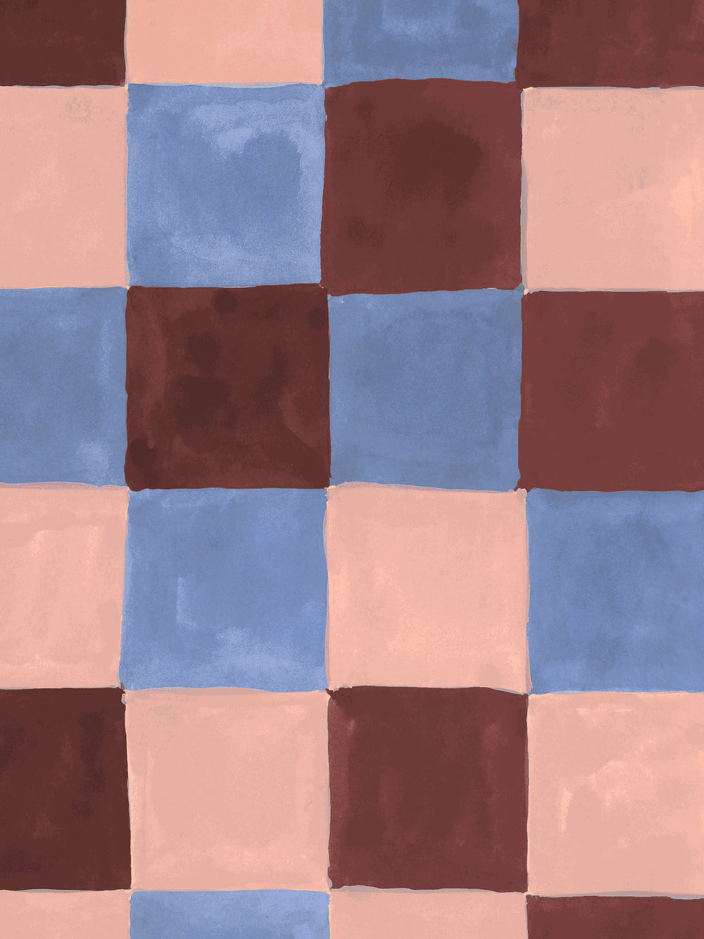 'Canyon Check' Wallpaper in Blue Rose - Detail Close-Up