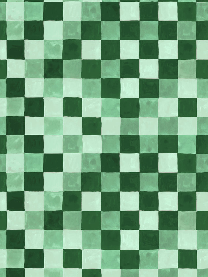 'Canyon Check' Wallpaper in Garden Green - Design Pattern