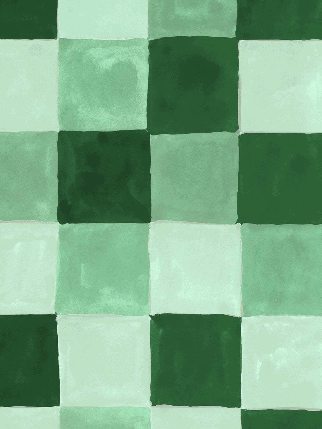'Canyon Check' Wallpaper in Garden Green - Detail Close-Up