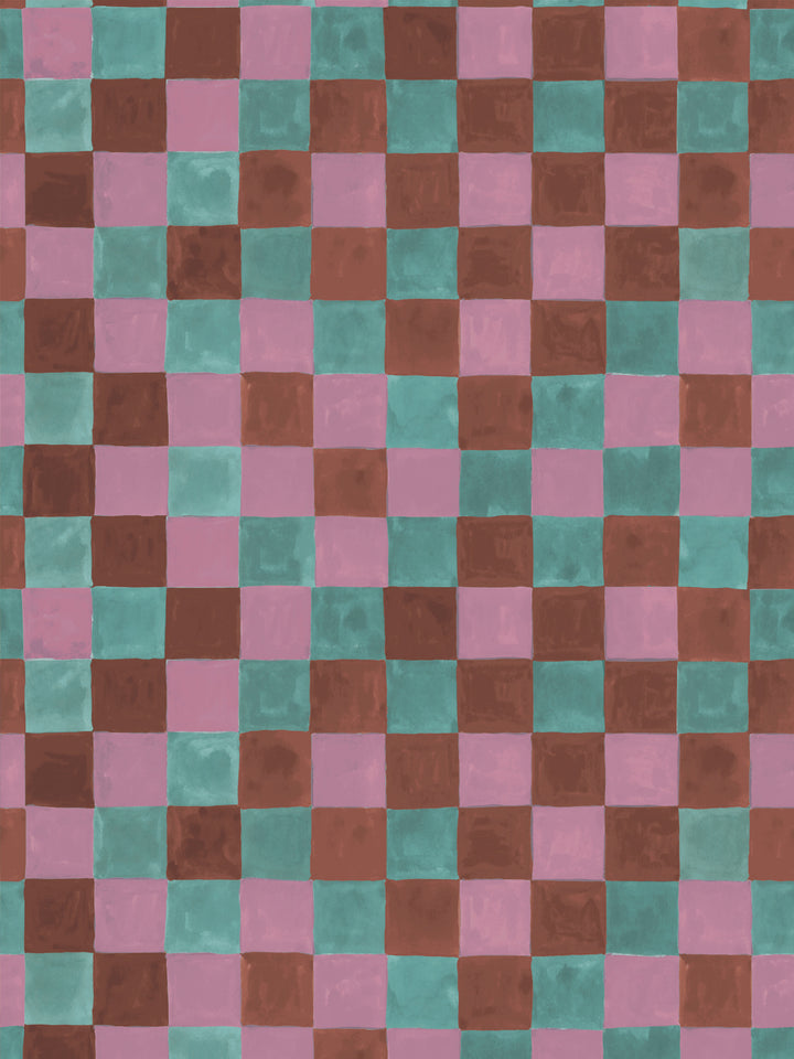 'Canyon Check' Wallpaper in Lilac Sea - Design Pattern