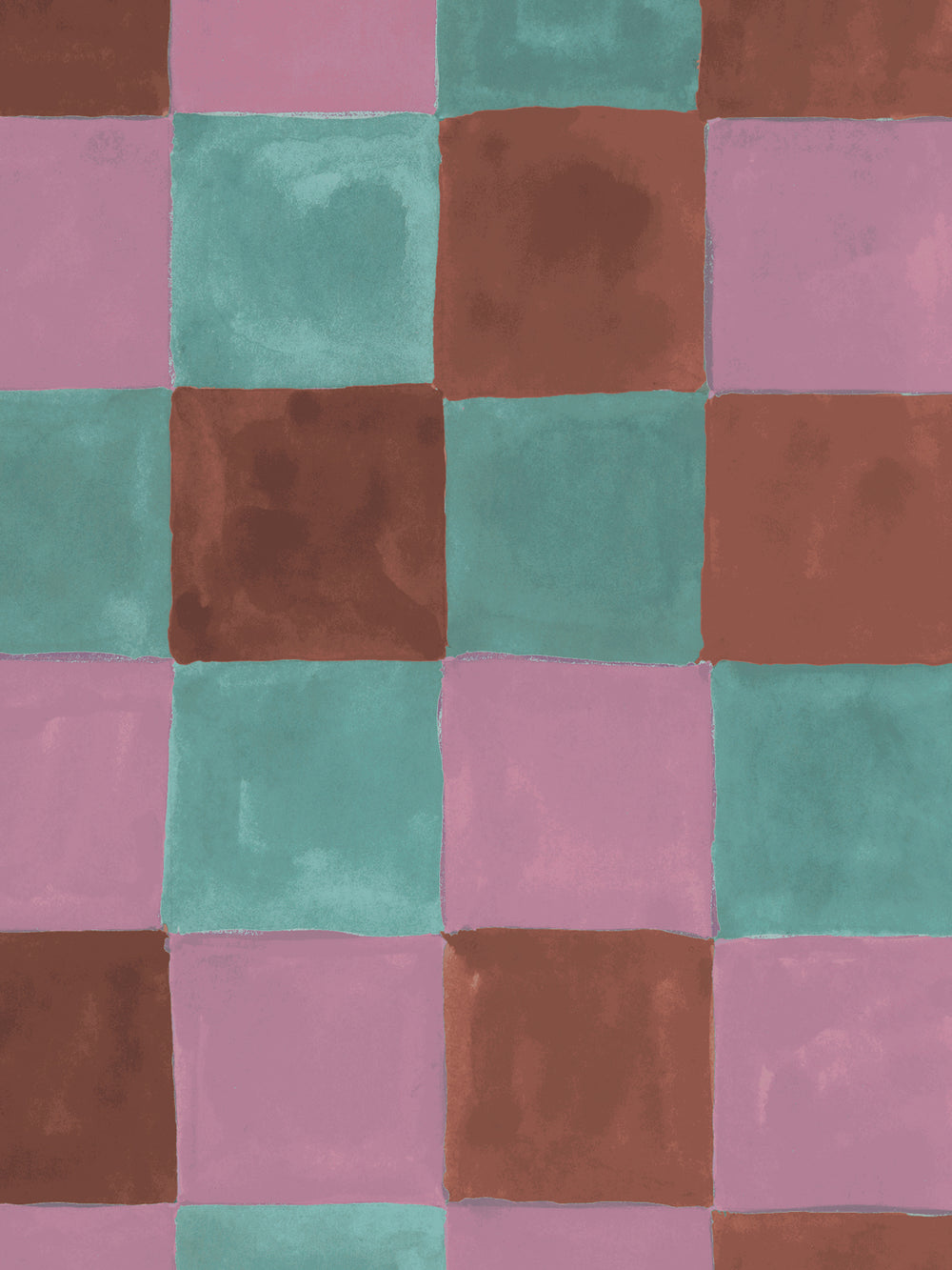 'Canyon Check' Wallpaper in Lilac Sea - Detail Close-Up