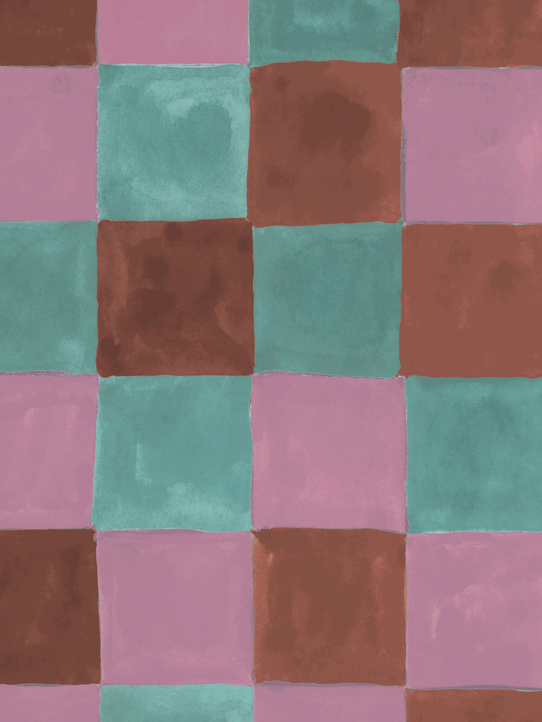 'Canyon Check' Wallpaper in Lilac Sea - Detail Close-Up