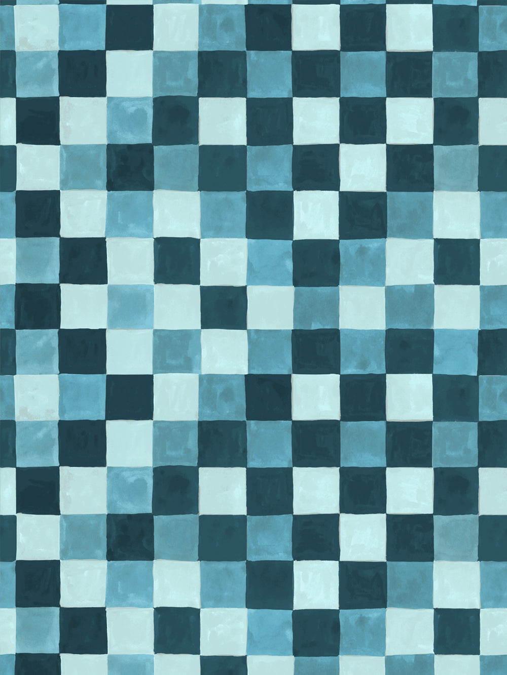 'Canyon Check' Wallpaper in Ocean Blue - Design Pattern