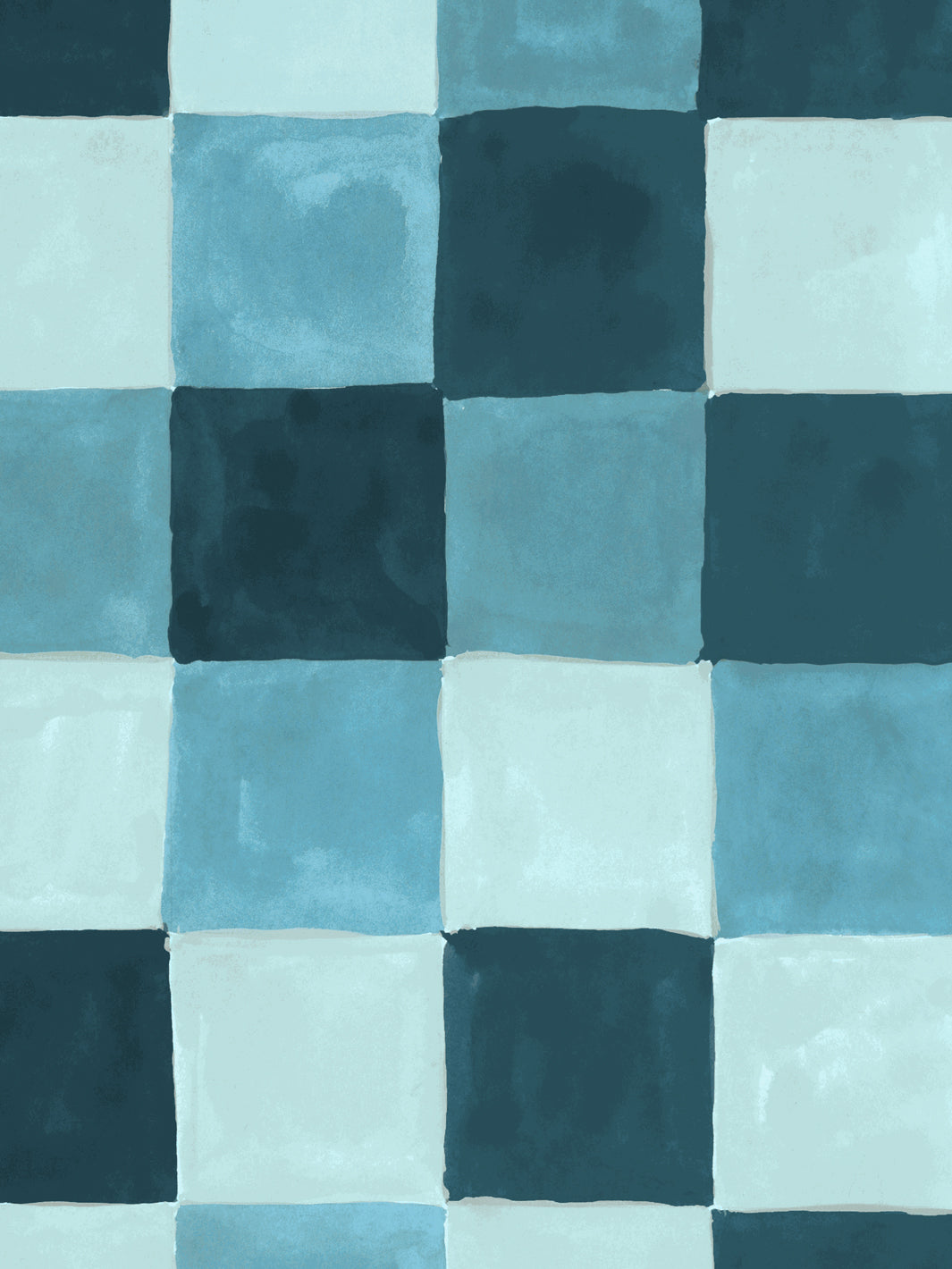 'Canyon Check' Wallpaper in Ocean Blue - Detail Close-Up