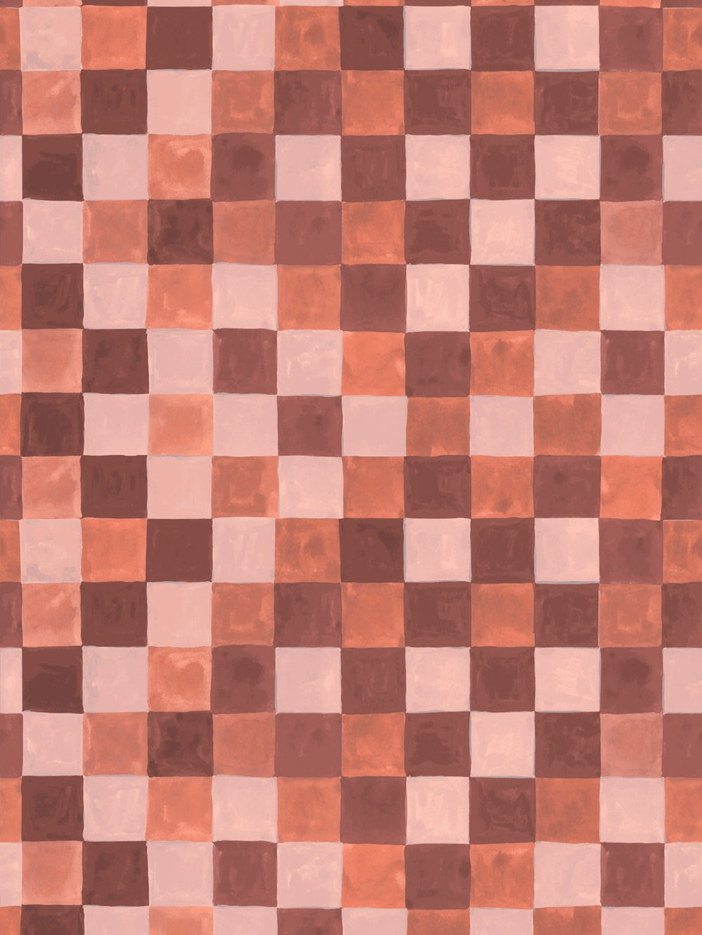 'Canyon Check' Wallpaper in Peach Rose - Design Pattern