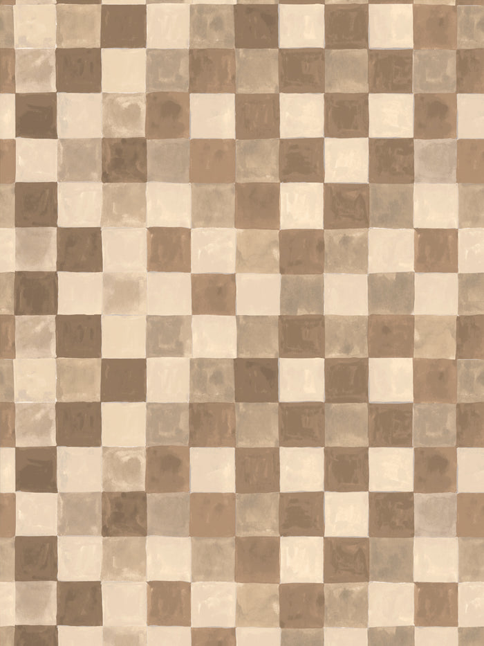 'Canyon Check' Wallpaper by Wallshoppe - Sand