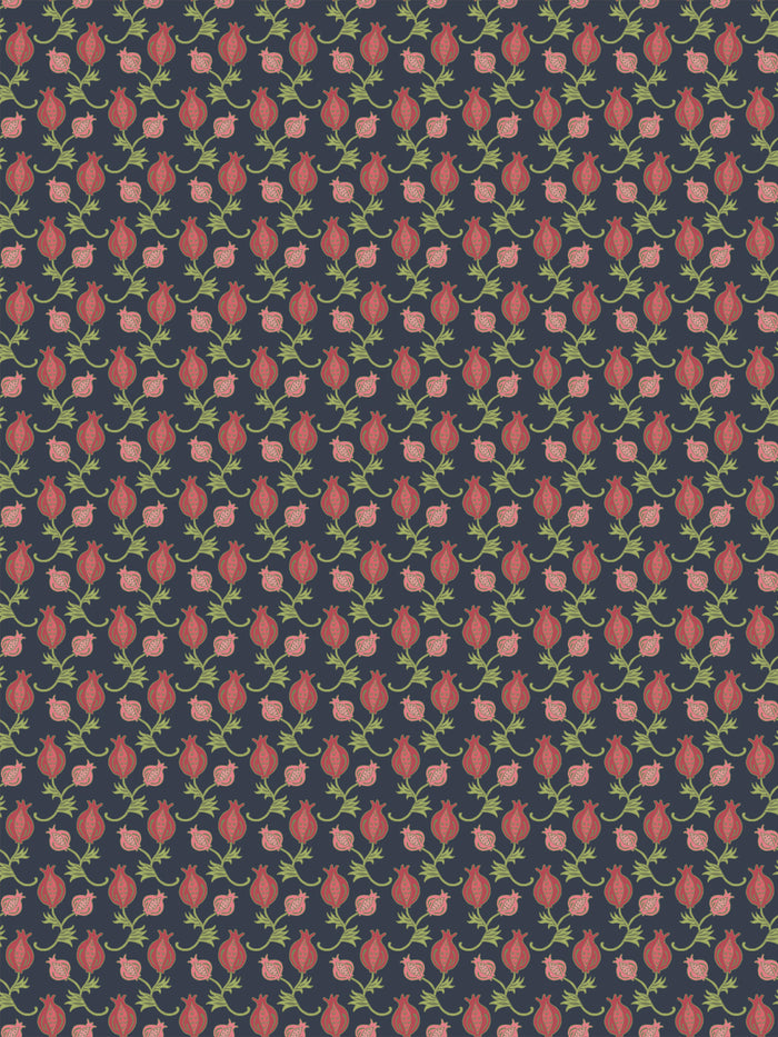 'Carmen Antiqua' Wallpaper by Wallshoppe - Midnight Meadow Pomegranate