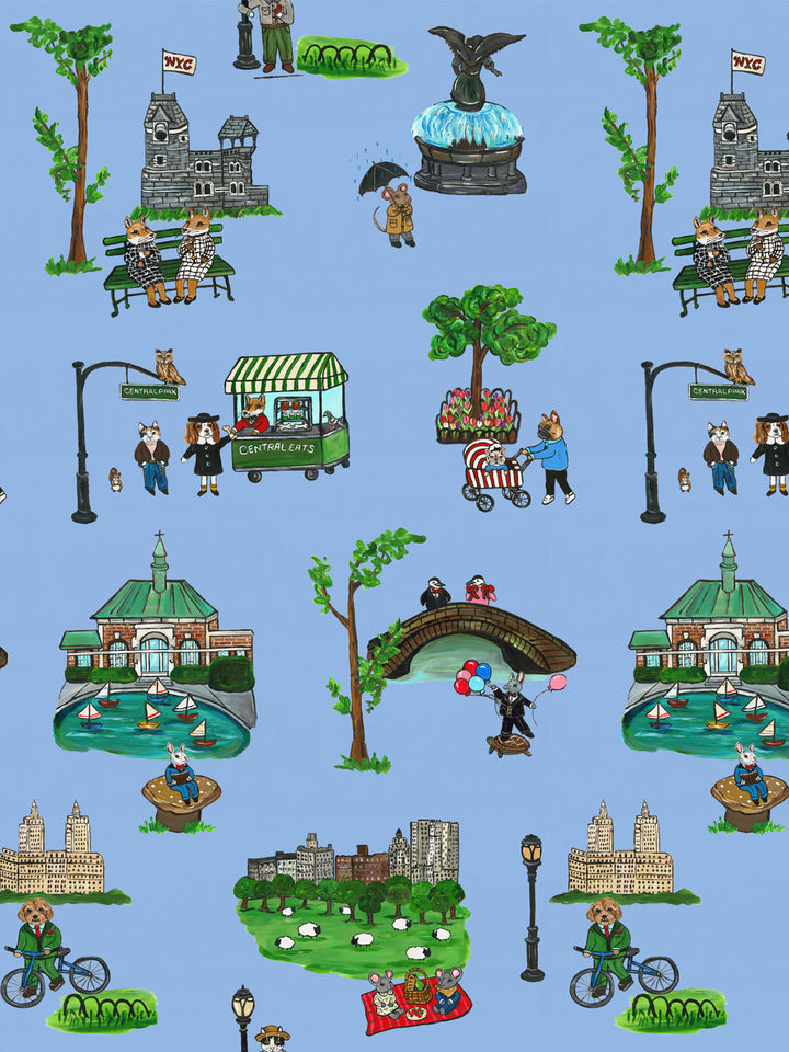 'Central Park' Wallpaper by Carly Beck City Blue - Blue