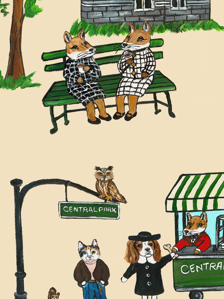 'Central Park' Wallpaper by Carly Beck City Blue - Cream