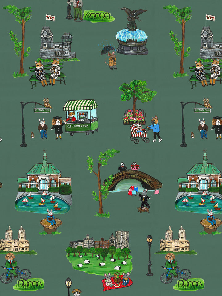'Central Park' Wallpaper by Carly Beck City Blue - Juniper