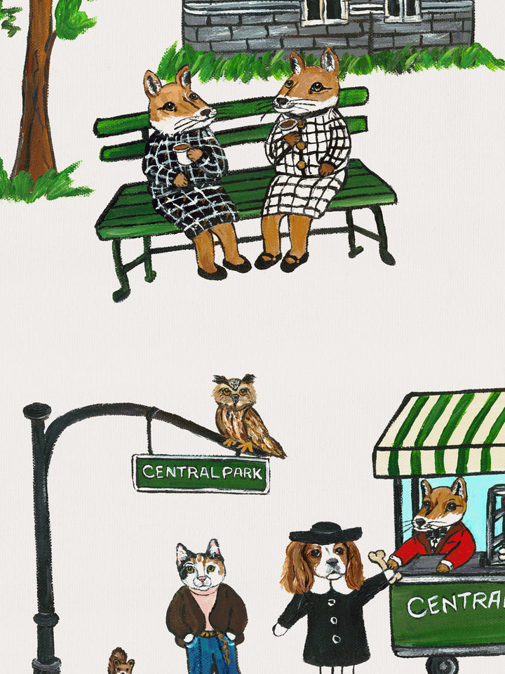 'Central Park' Wallpaper by Carly Beck City Blue - Lobby White