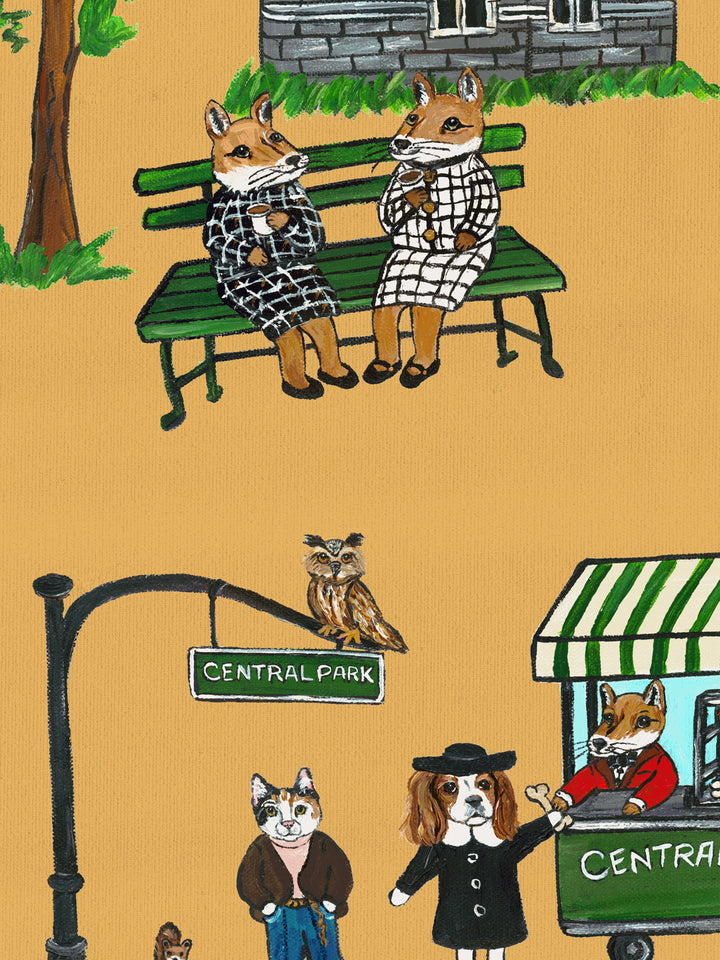 'Central Park' Wallpaper by Carly Beck City Blue - Marigold