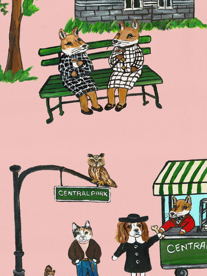 'Central Park' Wallpaper by Carly Beck City Blue - Pink