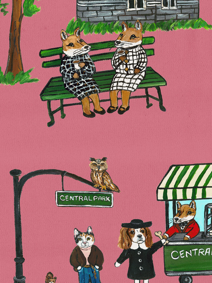 'Central Park' Wallpaper by Carly Beck City Blue - Rose