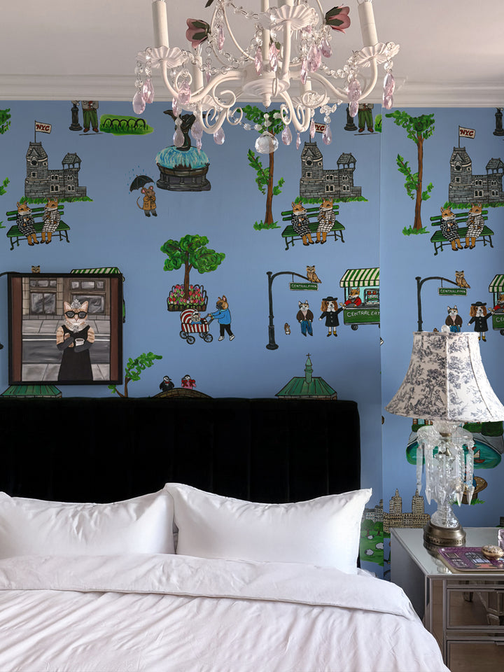'Central Park' Wallpaper by Carly Beck City Blue - Blue