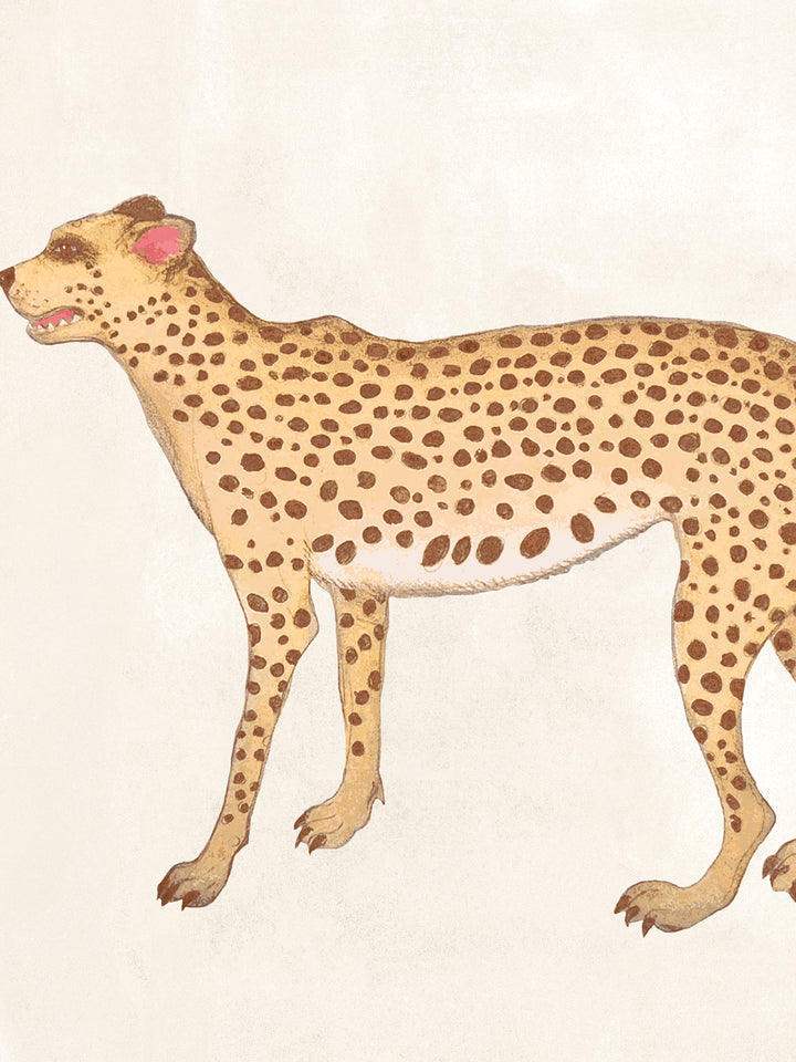 Ivory wallpaper featuring a large tan cheetah with dark spotted pattern