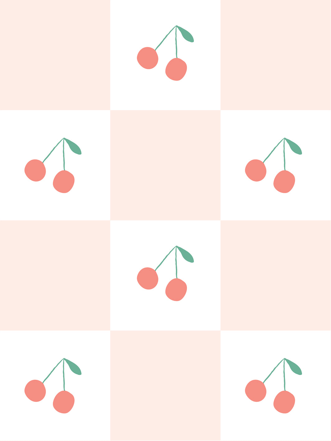 'Cherry Check' Wallpaper by Meri Meri - Pale Pink