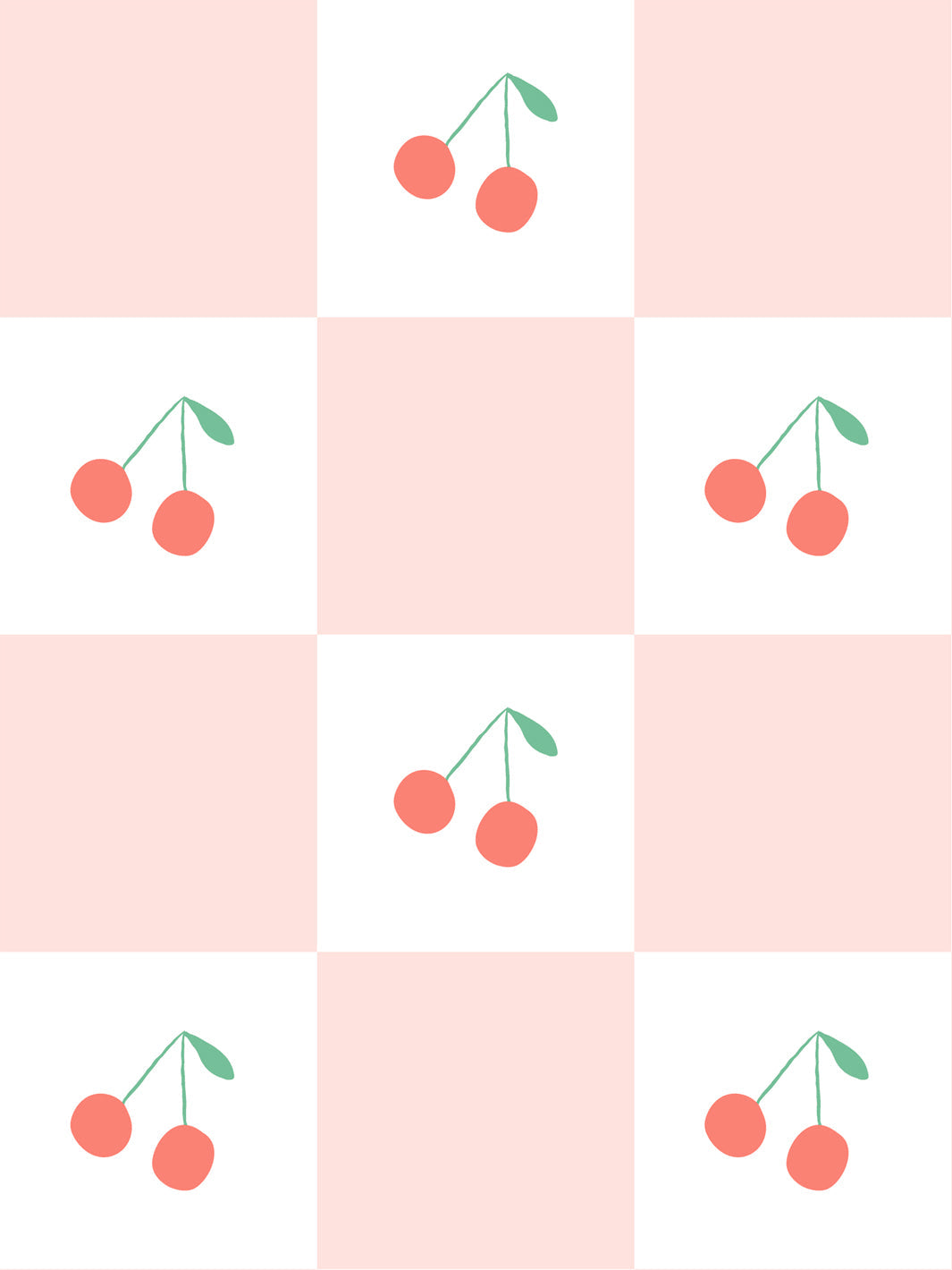 'Cherry Check' Wallpaper by Meri Meri - Pink