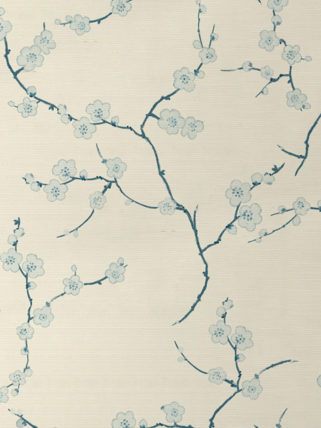 'Cherry Blossom' Grasscloth Wallpaper by Nathan Turner - Blue