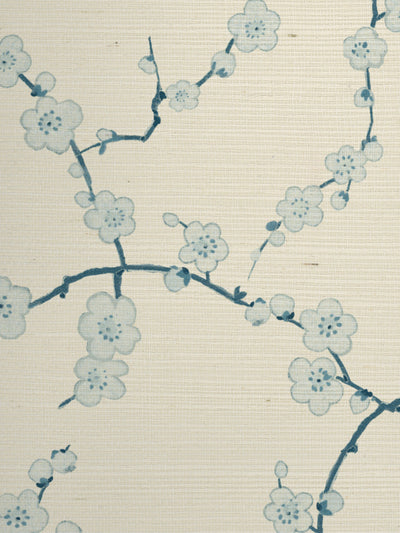 'Cherry Blossom' Grasscloth Wallpaper by Nathan Turner - Blue