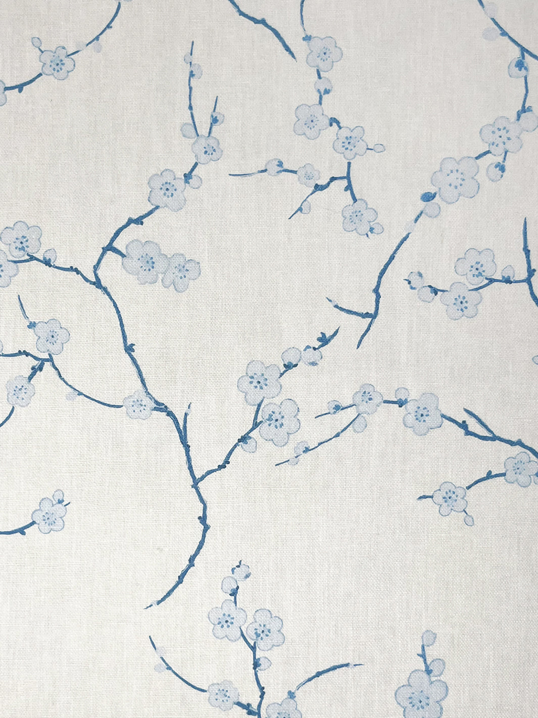 'Cherry Blossom' Linen Fabric by Nathan Turner - Blue