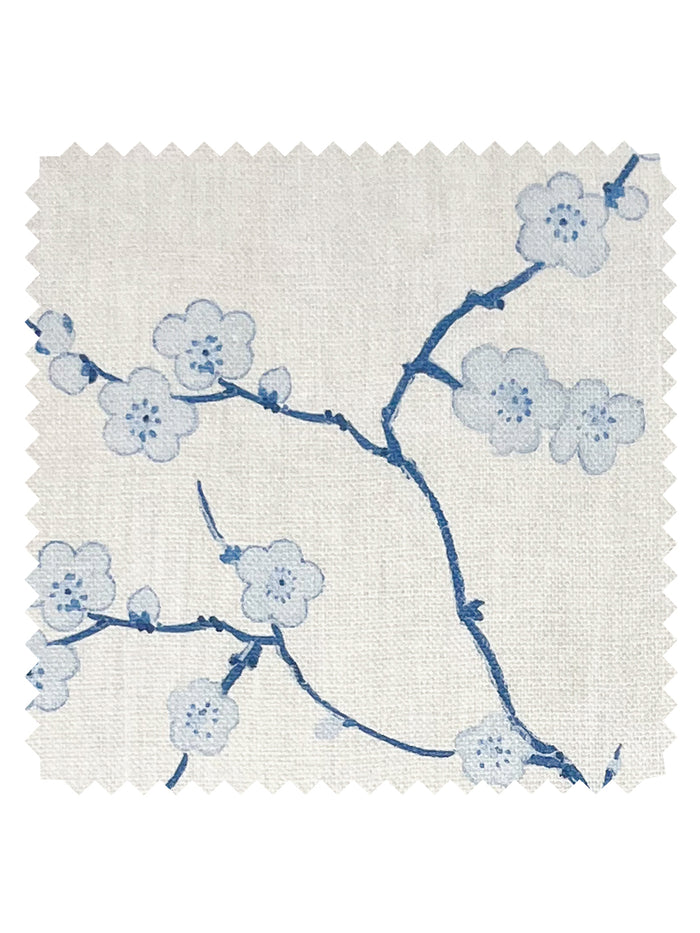 Cherry Blossom' Linen Fabric by Nathan Turner - Blue