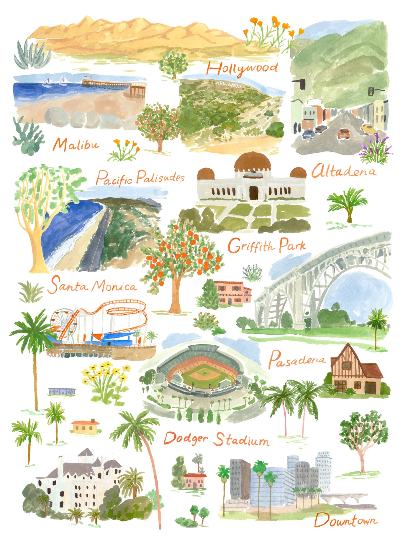 LA Landmarks Art Print