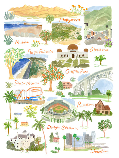 LA Landmarks Art Print