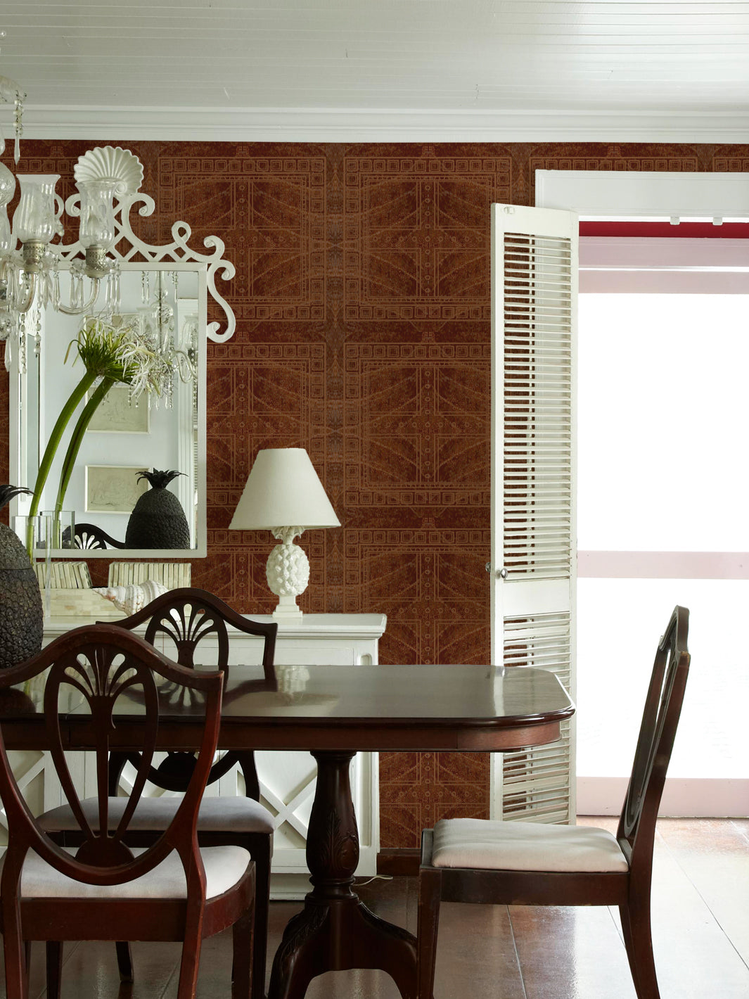 'Clubhouse Macro' Wallpaper by Flint Wood & Hicks - Chestnut