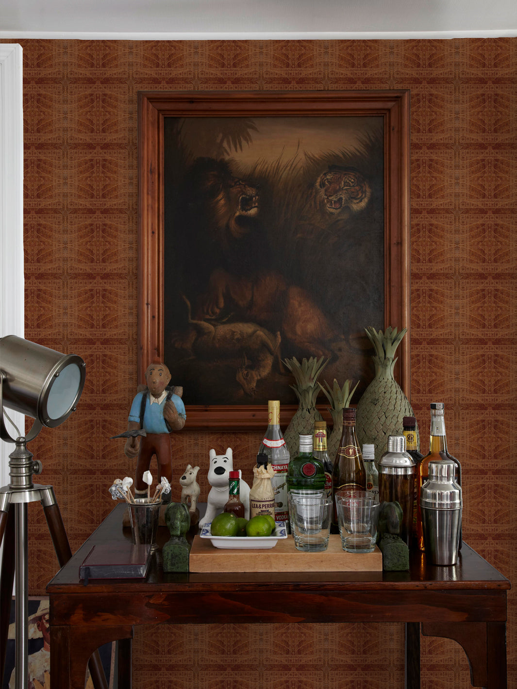 'Clubhouse Micro' Wallpaper by Flint Wood & Hicks - Chestnut