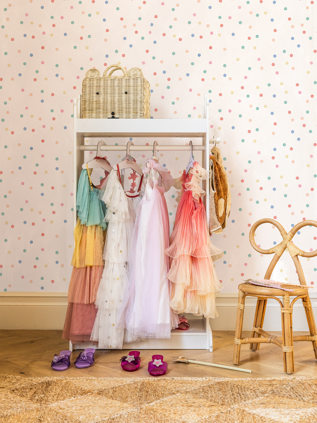 'Colourful Dots' Wallpaper by Meri Meri - White