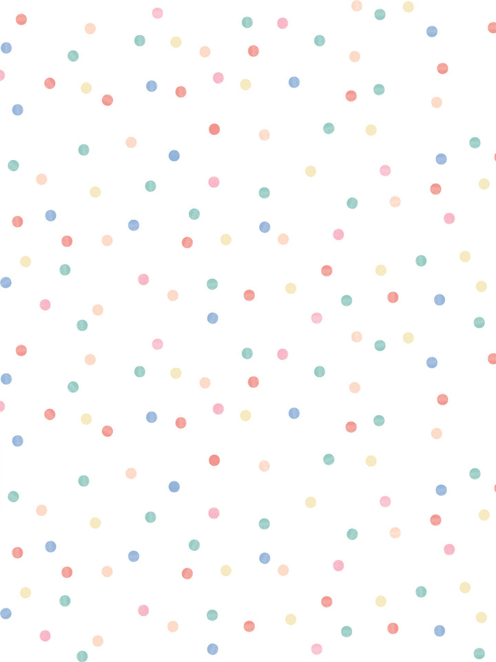 'Colourful Dots' Wallpaper by Meri Meri - White