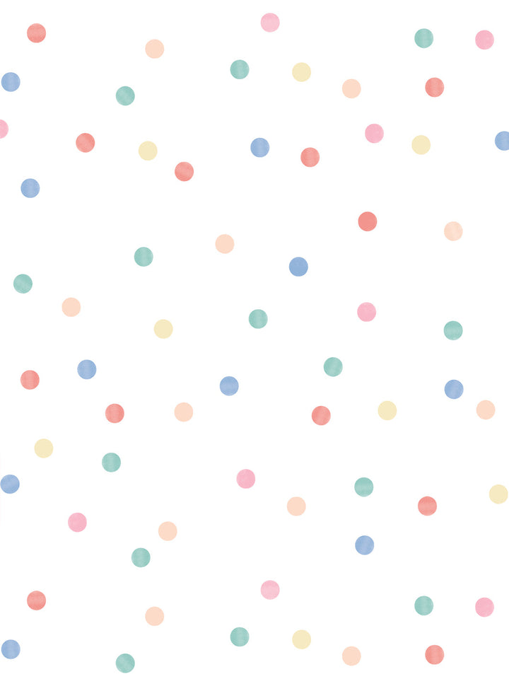 'Colourful Dots' Wallpaper by Meri Meri - White