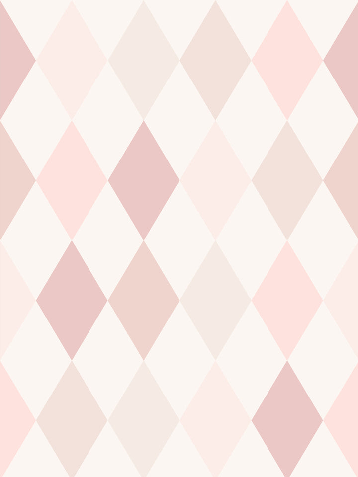 'Colourful Harlequin' Wallpaper by Meri Meri - Petal Pink
