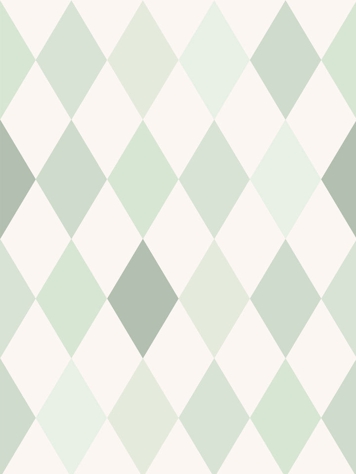 'Colourful Harlequin' Wallpaper by Meri Meri - Sage