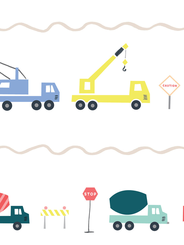 'Construction Stripe' Wallpaper by Meri Meri - Beige