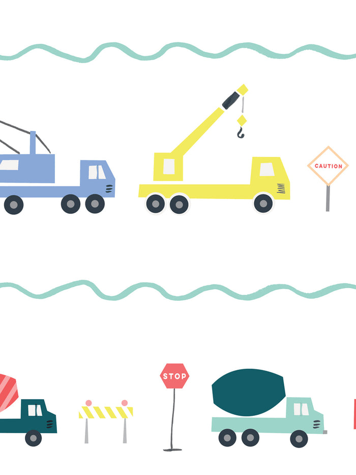 'Construction Stripe' Wallpaper by Meri Meri - White