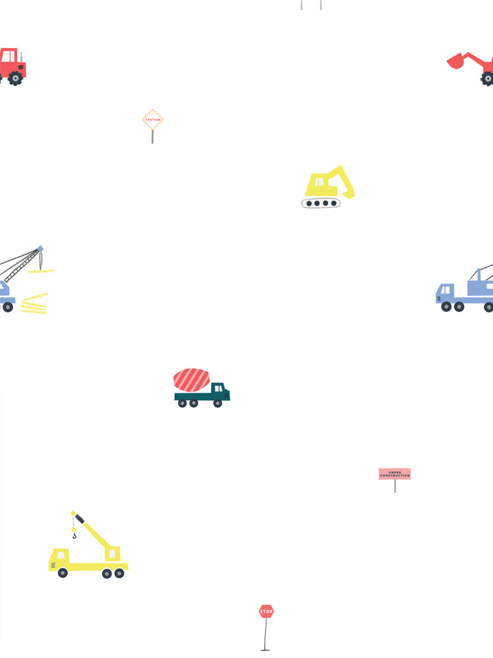 'Construction' Wallpaper by Meri Meri - White