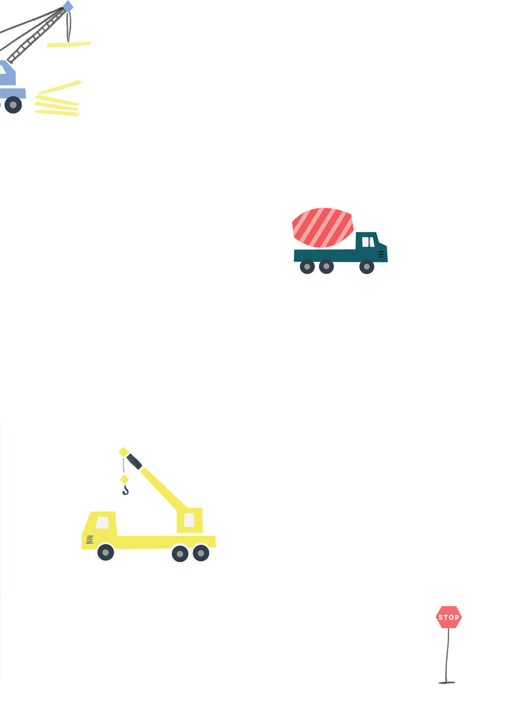 'Construction' Wallpaper by Meri Meri - White