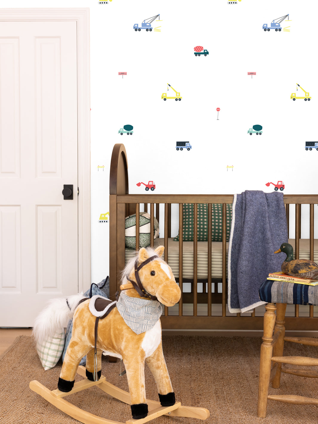 'Construction' Wallpaper by Meri Meri - White