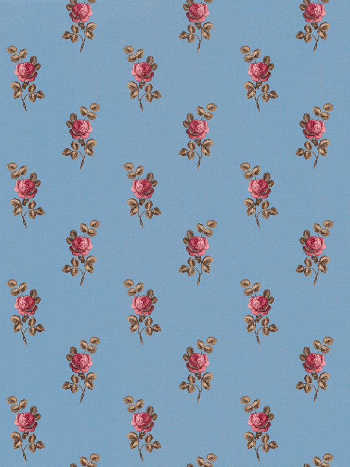 'Corsage' Linen Fabric by Clare V. - Azure Rose