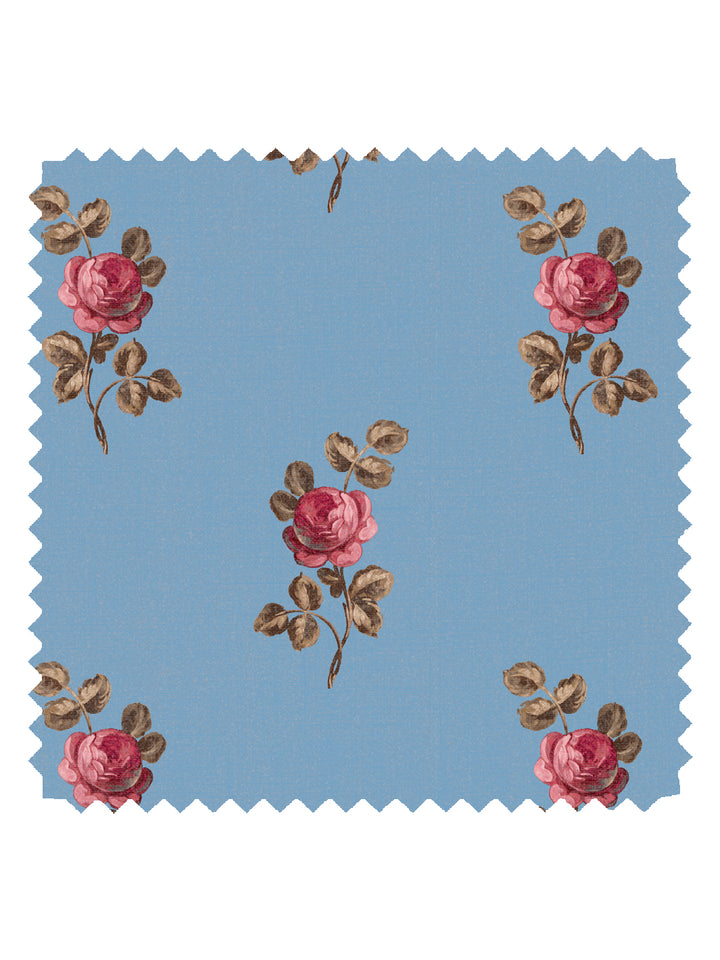 'Corsage' Linen Fabric by Clare V. - Azure Rose