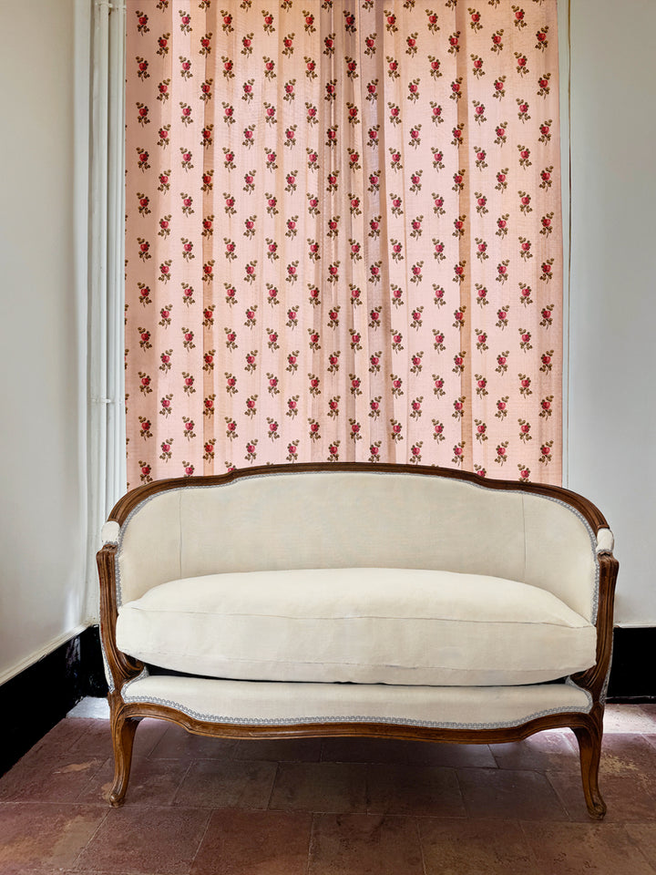 'Corsage' Linen Fabric by Clare V. - Blush Rose