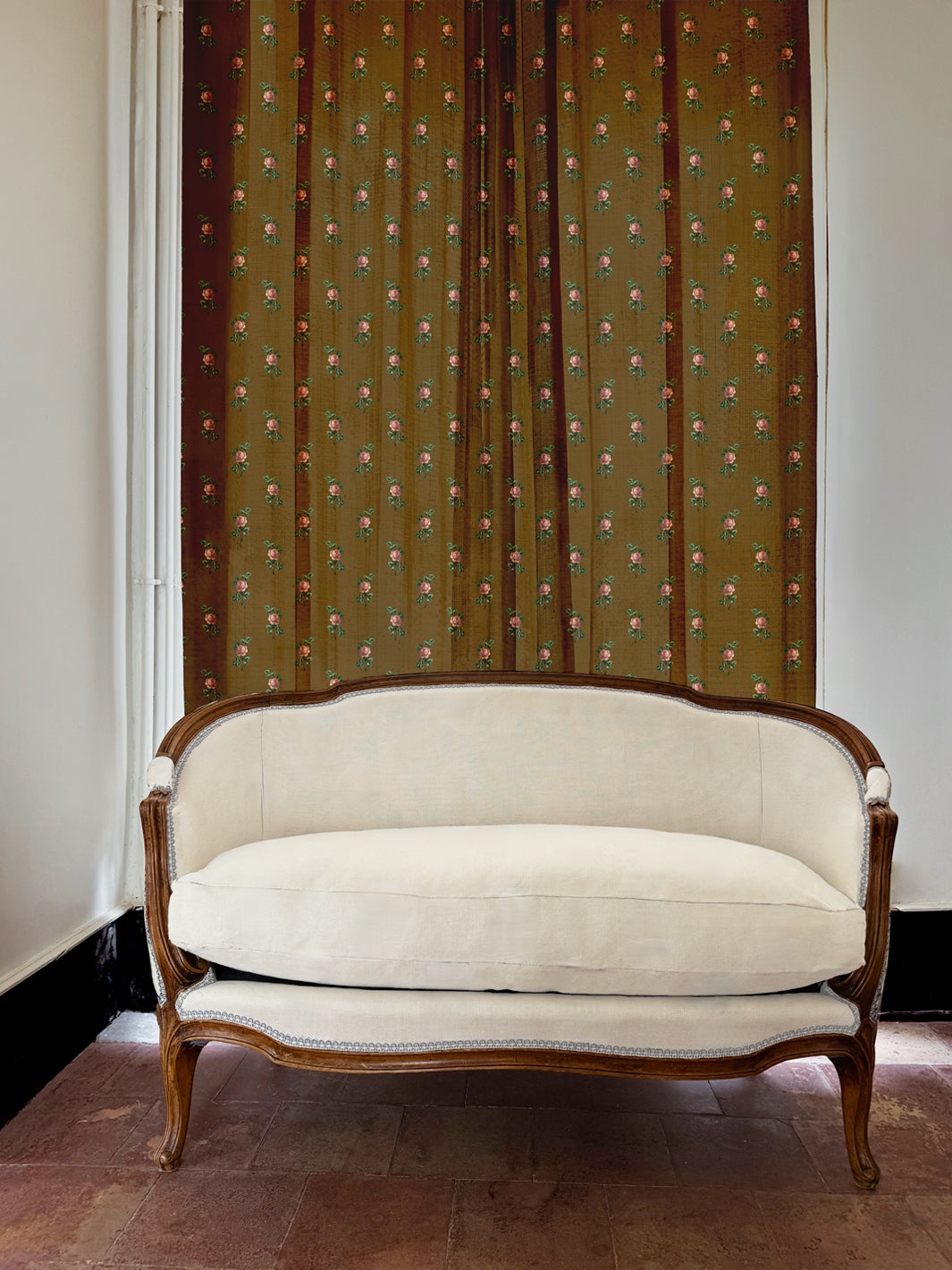 'Corsage' Linen Fabric by Clare V. - Cocoa Blush