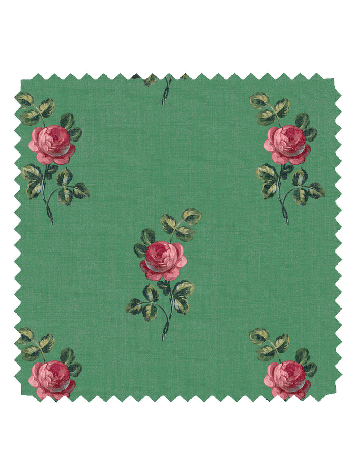 'Corsage' Linen Fabric by Clare V. - Fern Rose