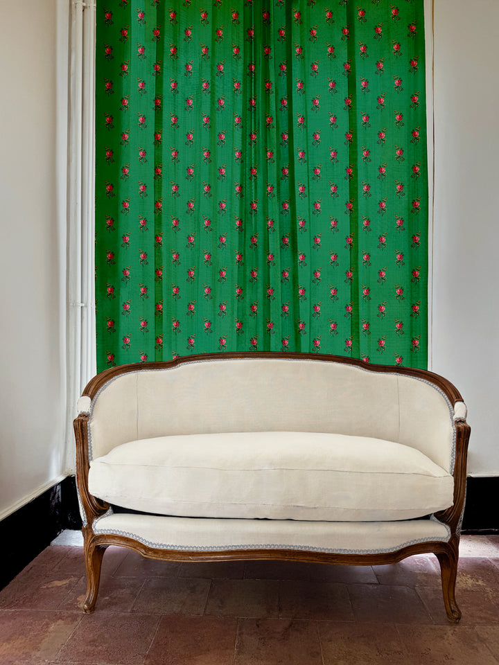 'Corsage' Linen Fabric by Clare V. - Fern Rose