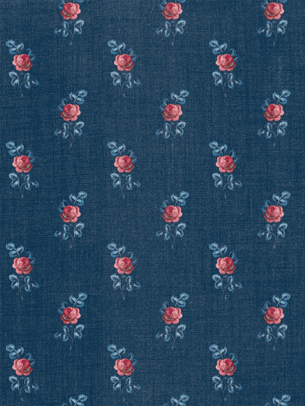 'Corsage' Linen Fabric by Clare V. - Navy Rose