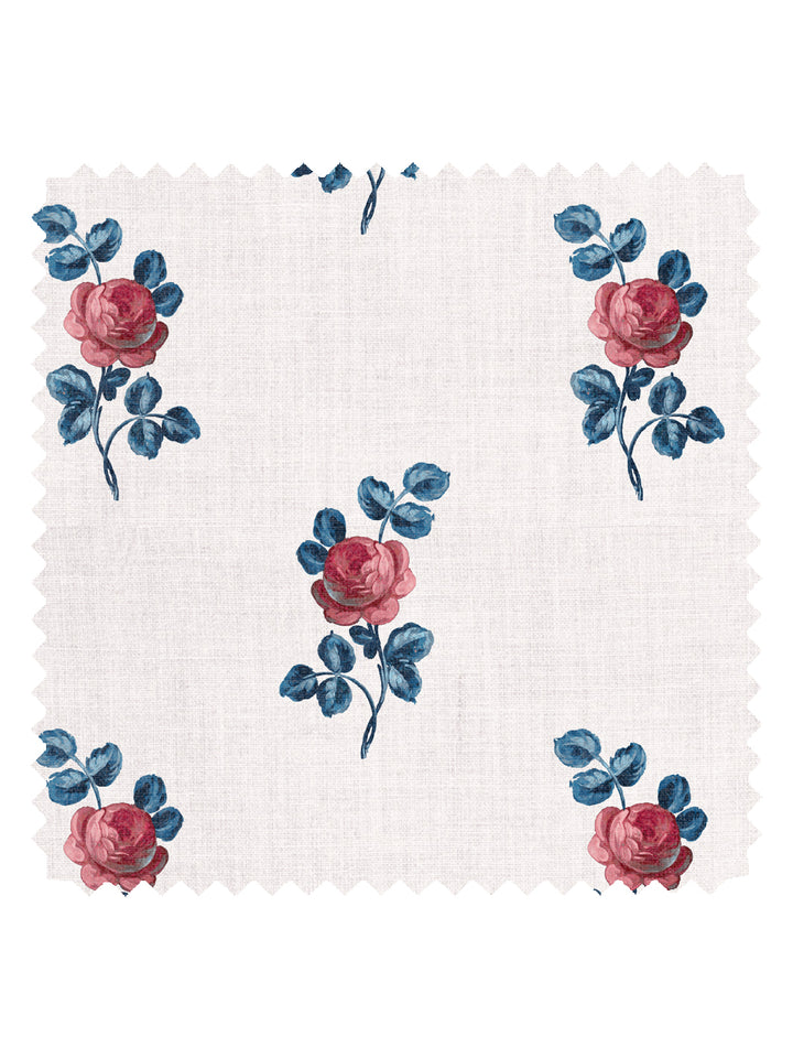 'Corsage' Linen Fabric by Clare V. - Rouge Blue